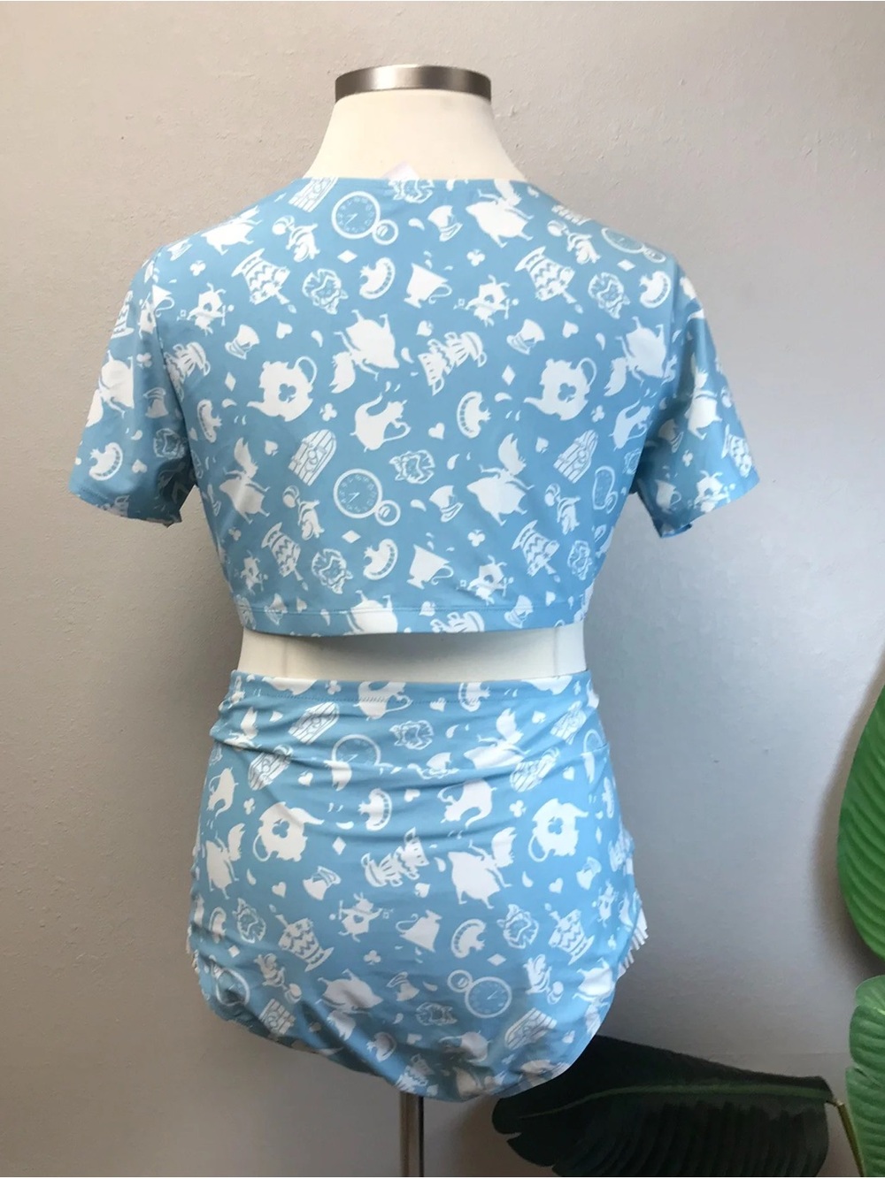 Disney Alice In Wonderland Blue 2-Piece Swimsuit - Size 22 - Picture 2 of 3